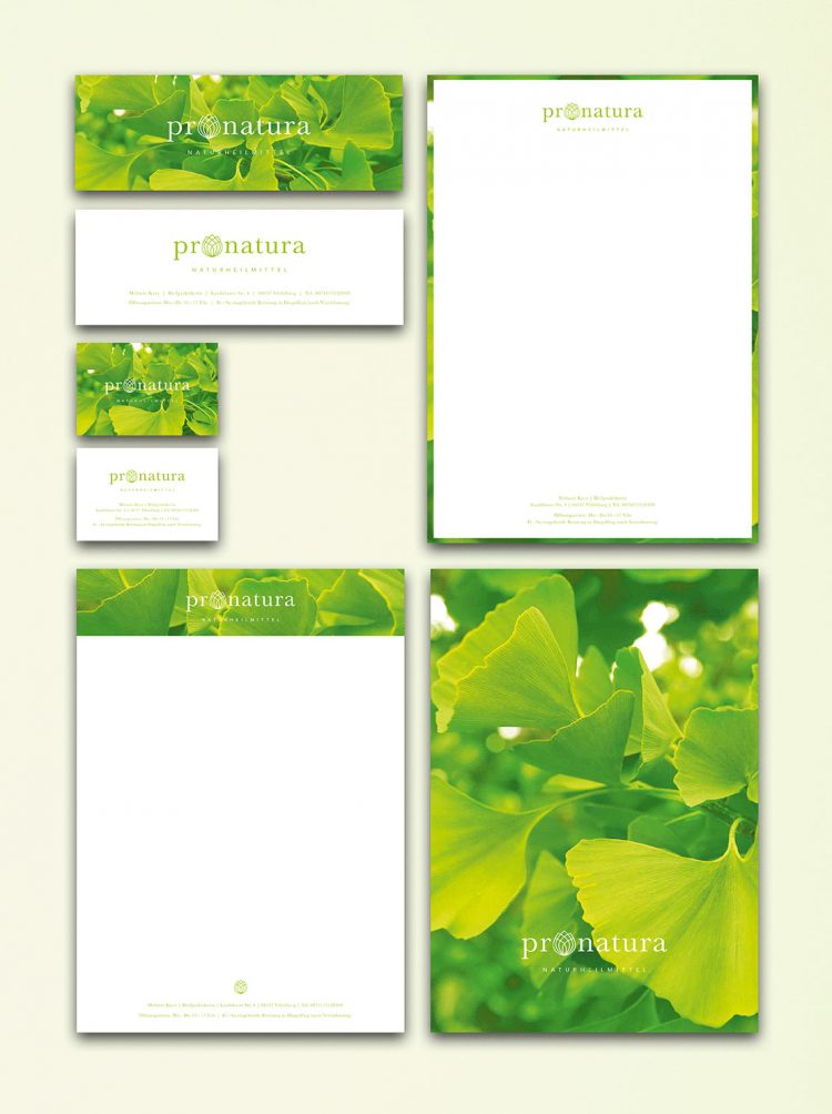 Pronatura Naturheilkunde – Geschäftsausstattung